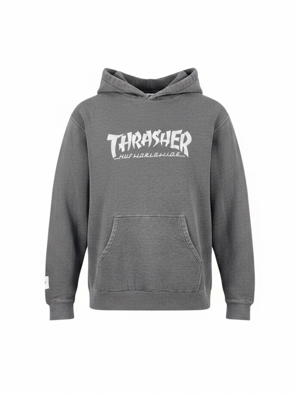 HUF Gray Thrasher Logo Crewneck Hoodie